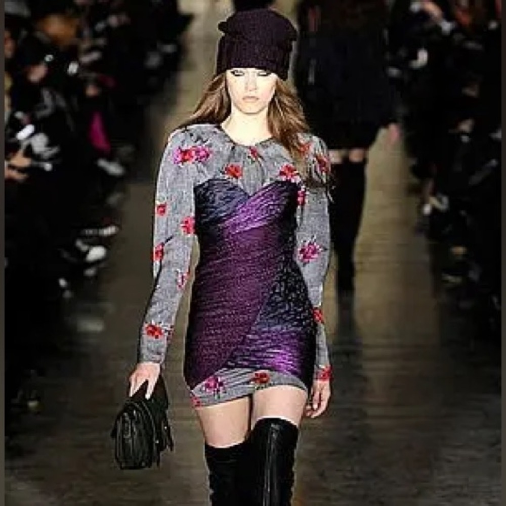 Jill Stuart 2010 Fall/Winter Show Patchwork Floral, Metallic, Kiss Lips Dress